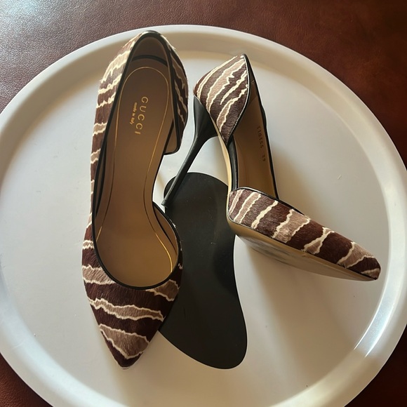 Gucci Calf Hair Animal Print D’Orsay Pumps size 9 - Picture 4 of 10